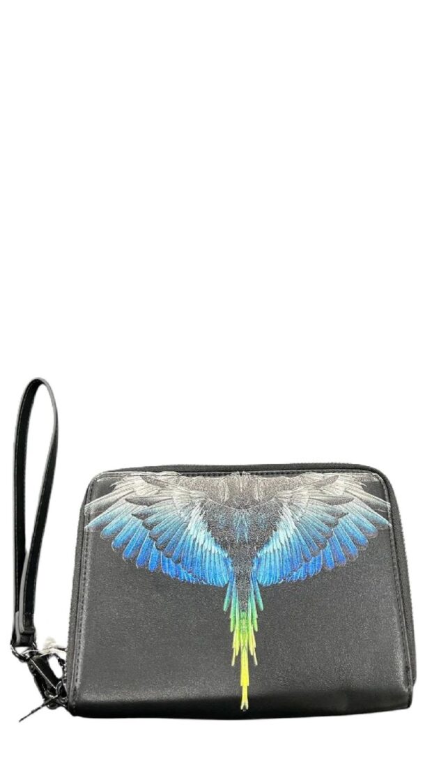 Pochette de piel ecológica con estampado de alas