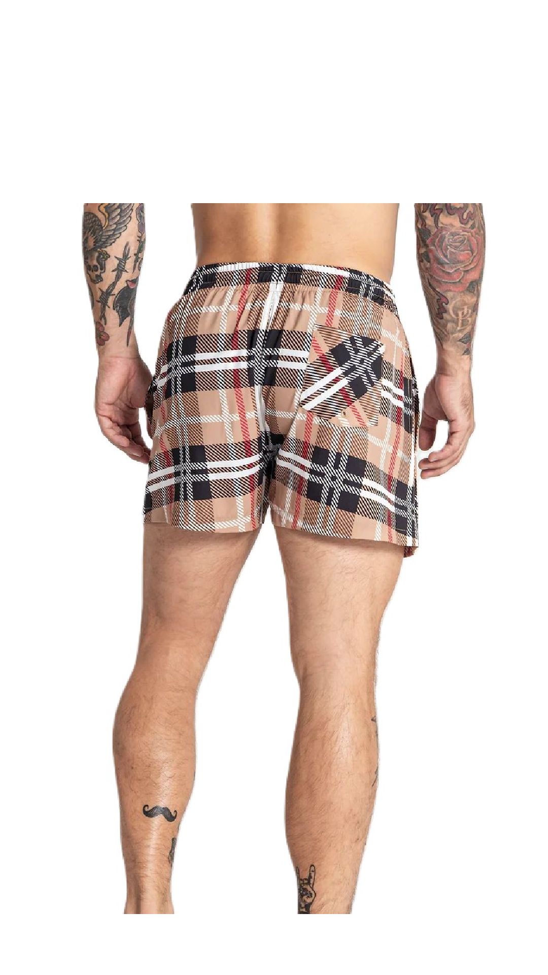 Bañador ajustado elástico modelo boxer estampado de cuadros