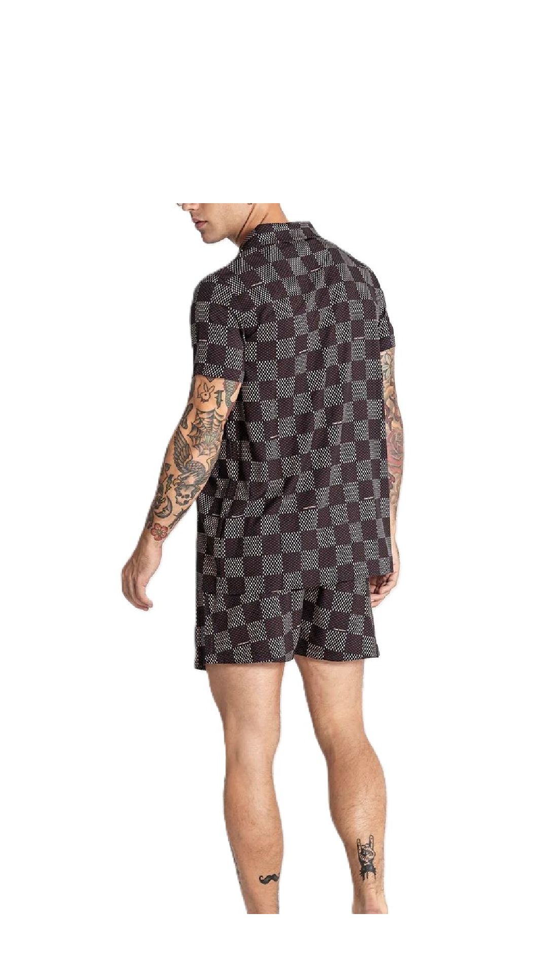 Camisa ajustada elástica con estampado de cuadros