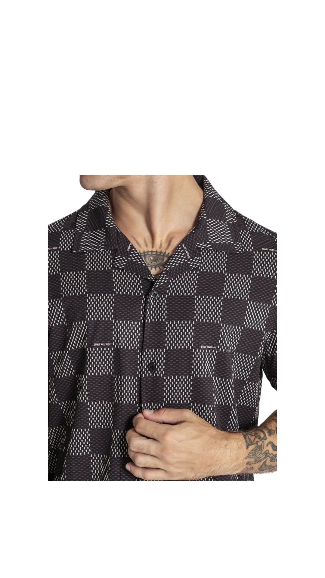 Camisa ajustada elástica con estampado de cuadros