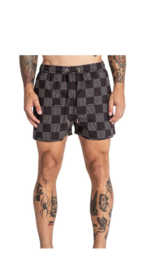 Bañador ajustado elástico modelo boxer estampado de cuadros