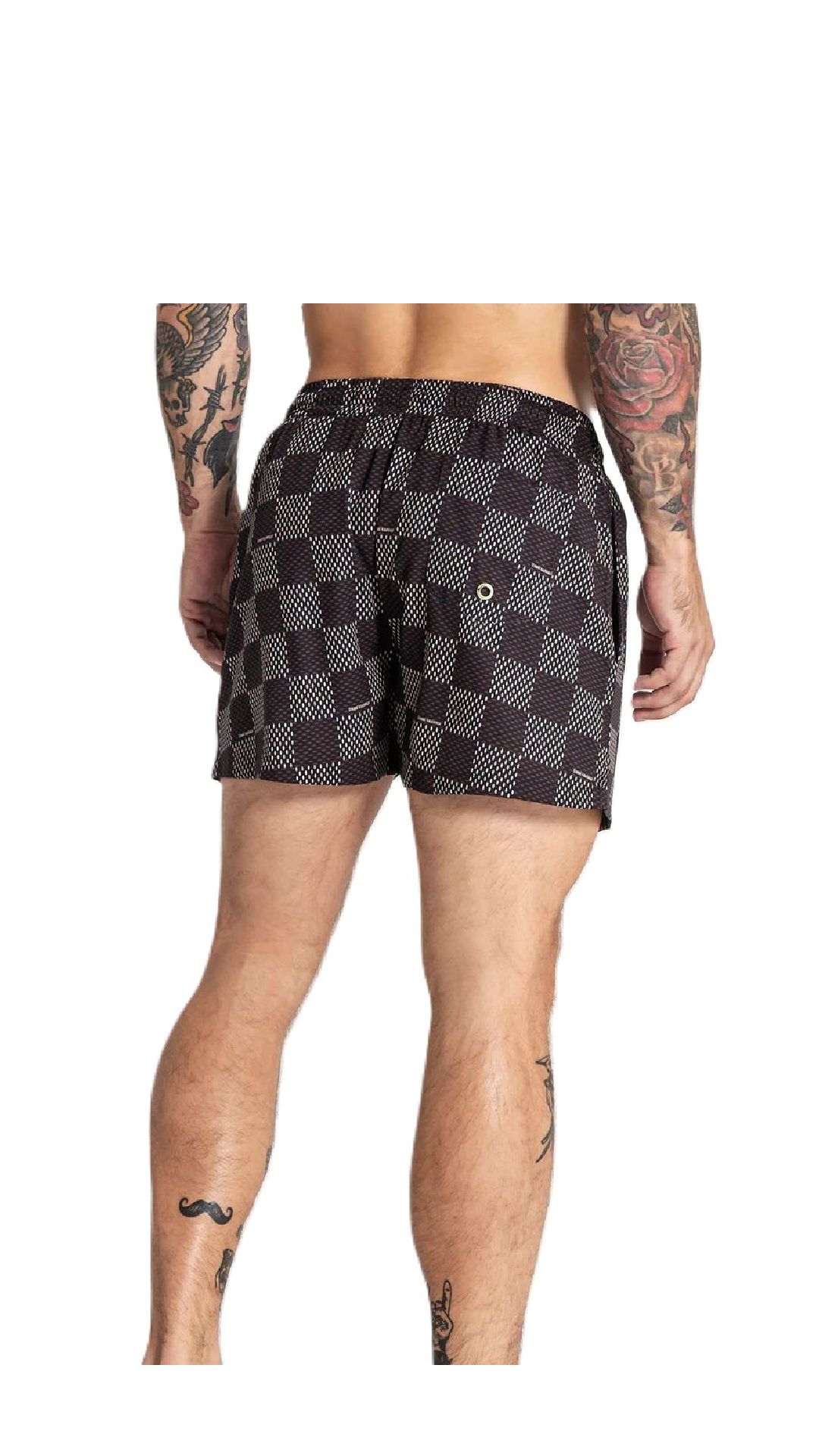 Bañador ajustado elástico modelo boxer estampado de cuadros