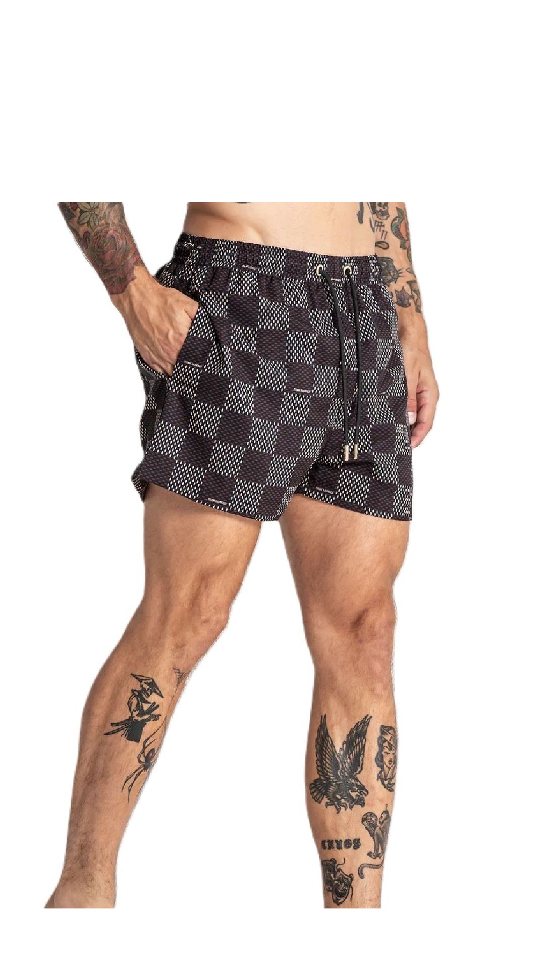 Bañador ajustado elástico modelo boxer estampado de cuadros