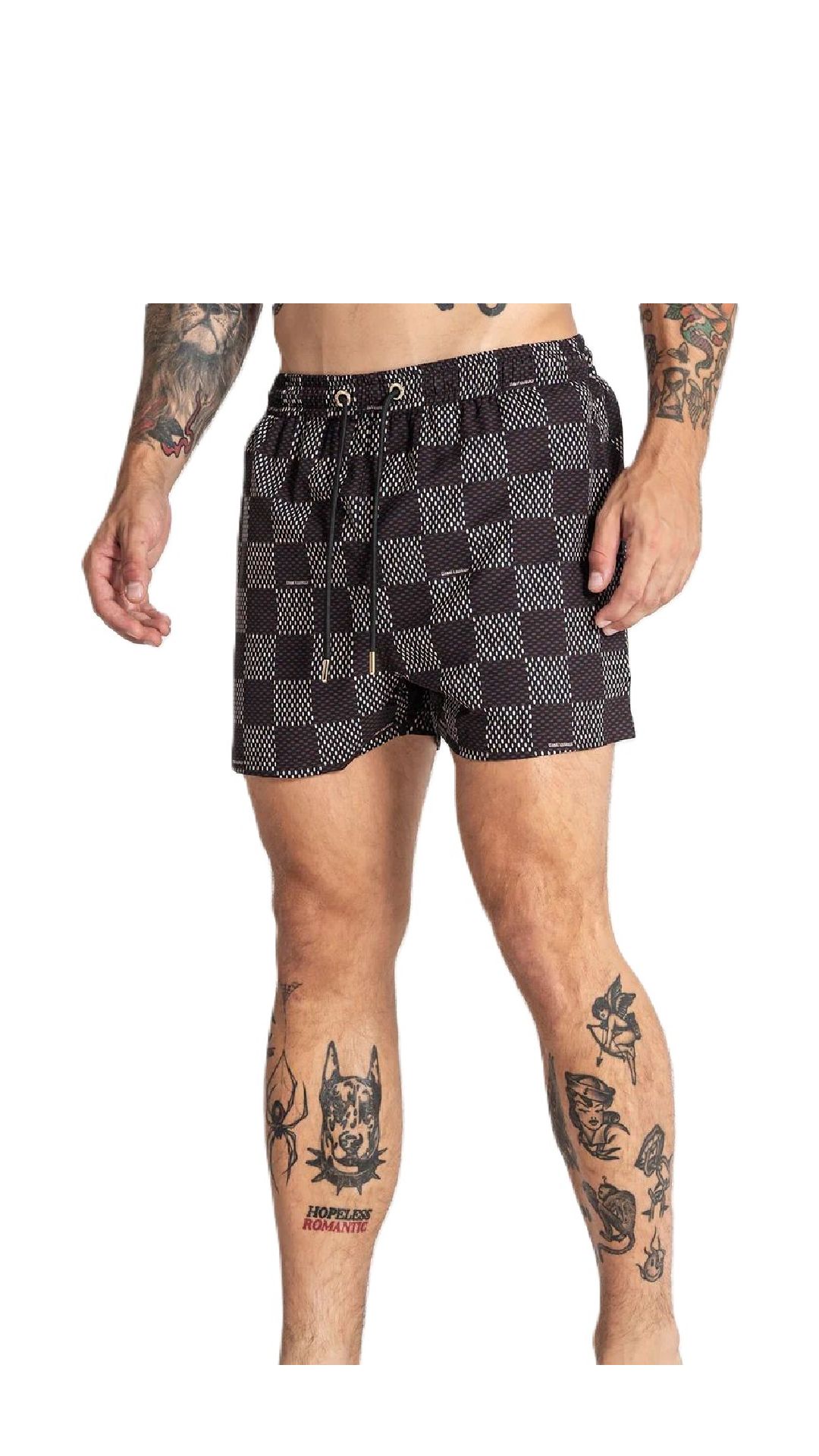 Bañador ajustado elástico modelo boxer estampado de cuadros