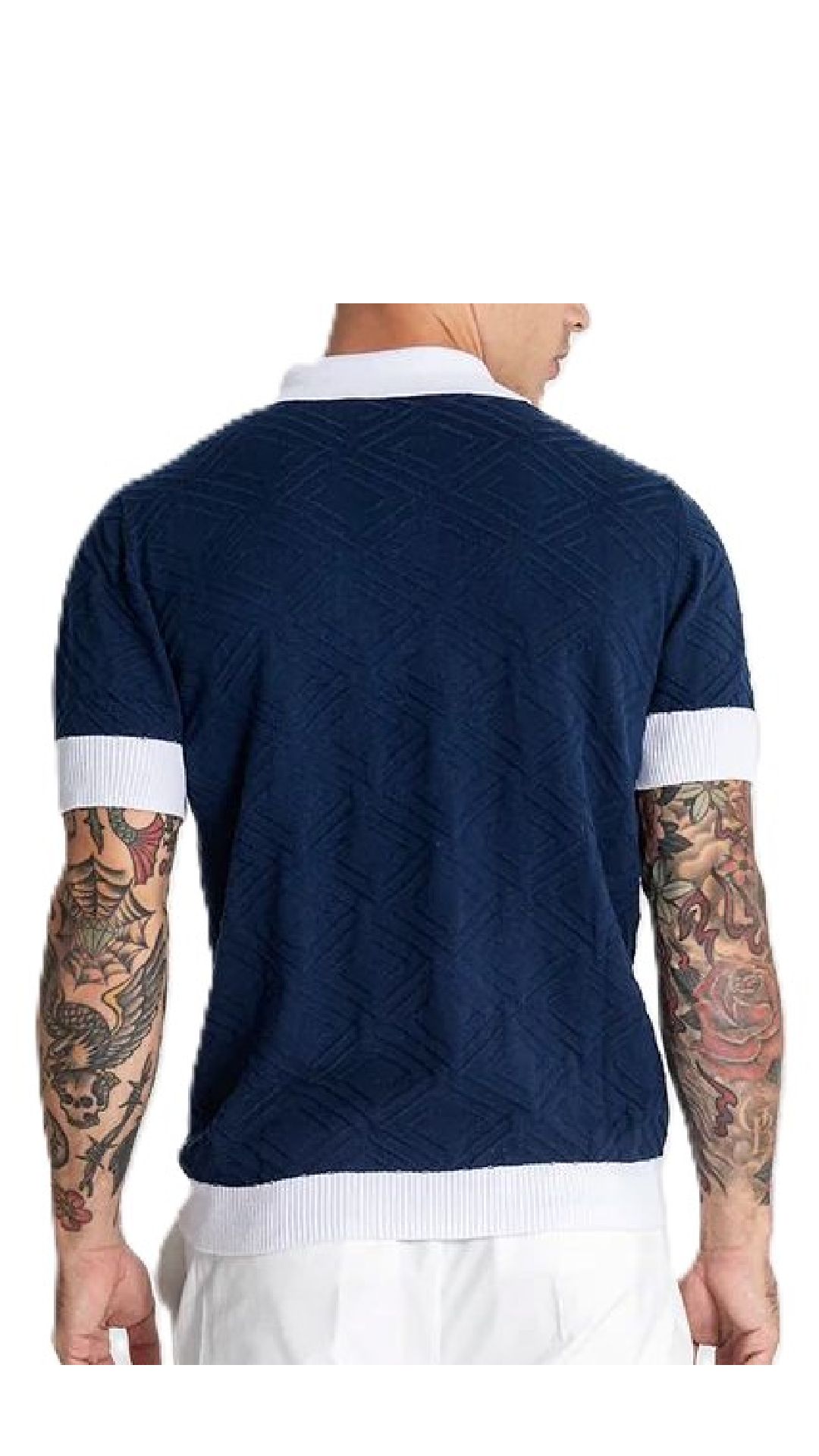 Polo regular de algodón con cenefa intarsia