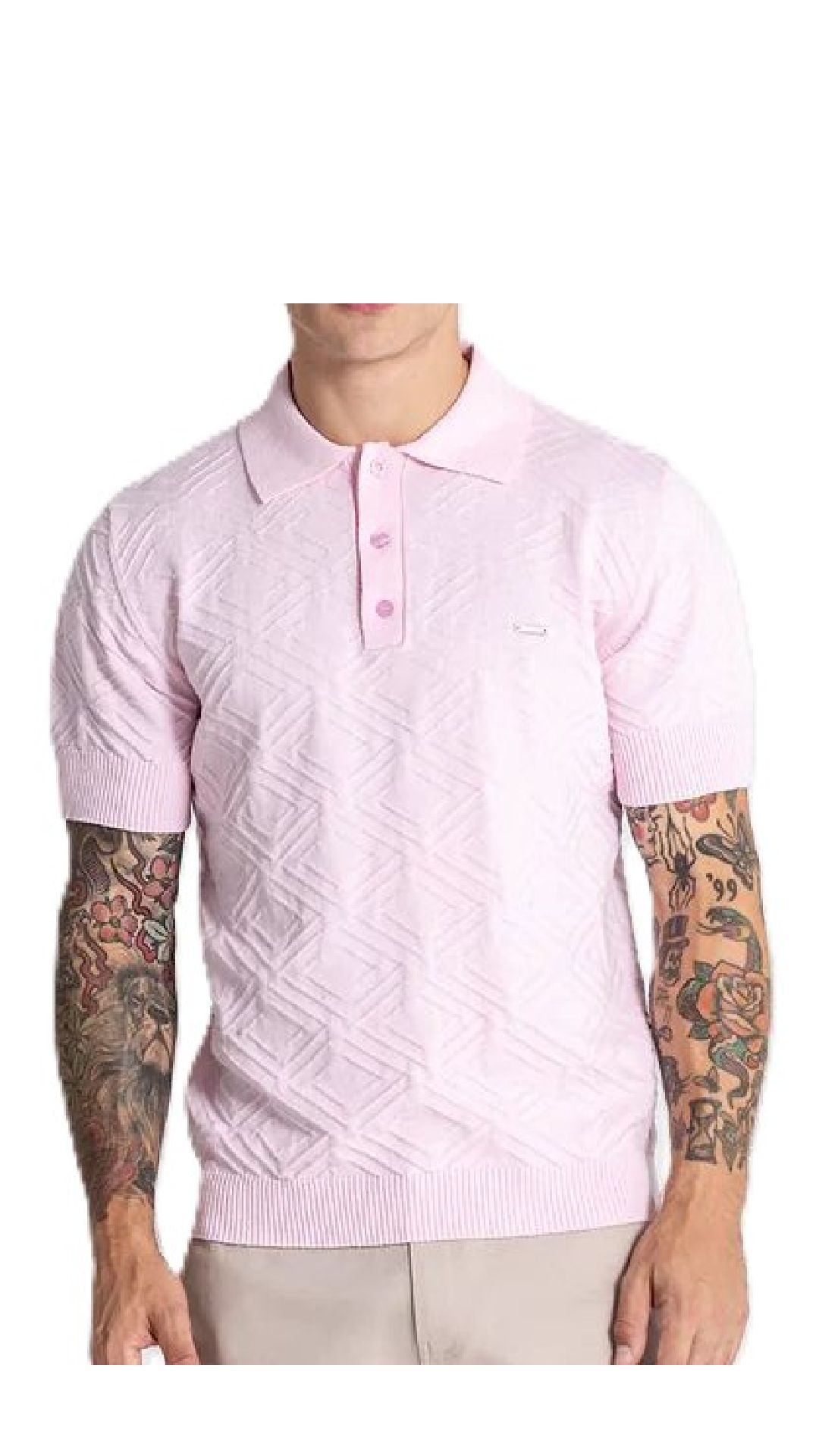 Polo regular de algodón con cenefa intarsia
