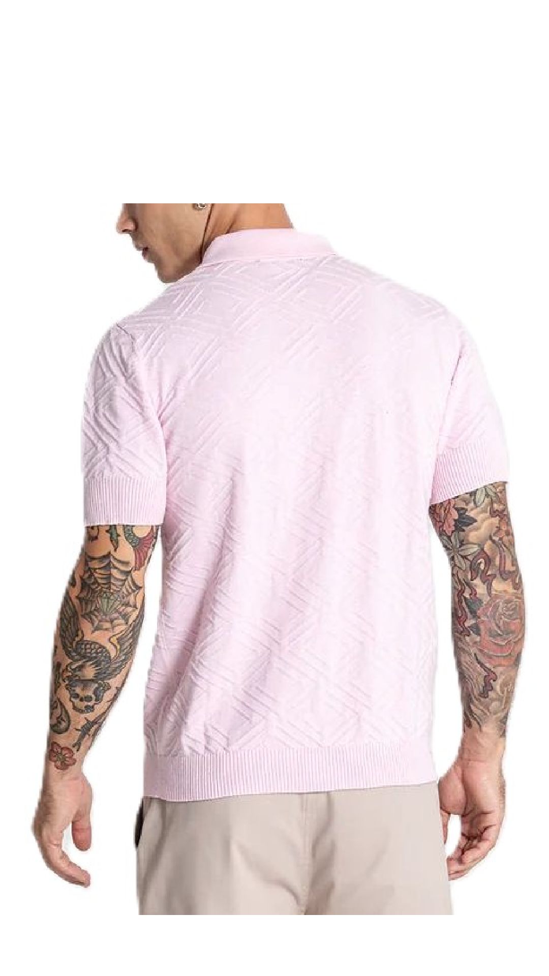 Polo regular de algodón con cenefa intarsia