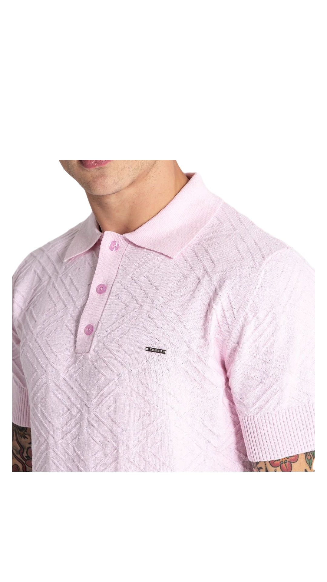 Polo regular de algodón con cenefa intarsia
