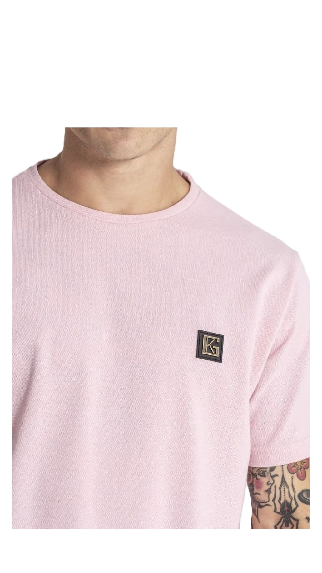 Camiseta holgada de piqué con placa del logotipo