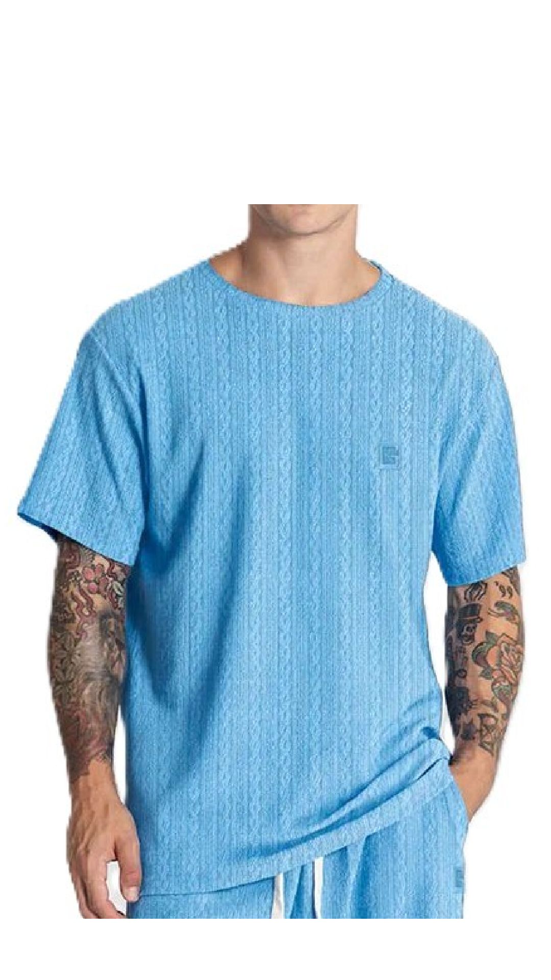 Camiseta holgado con grabado de cenefas en el tejido
