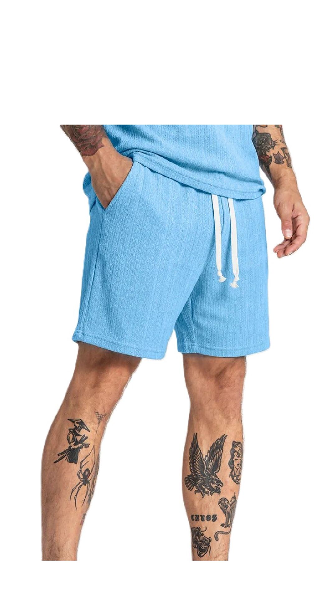 Pantalón corto holgado con grabado de cenefas en el tejido