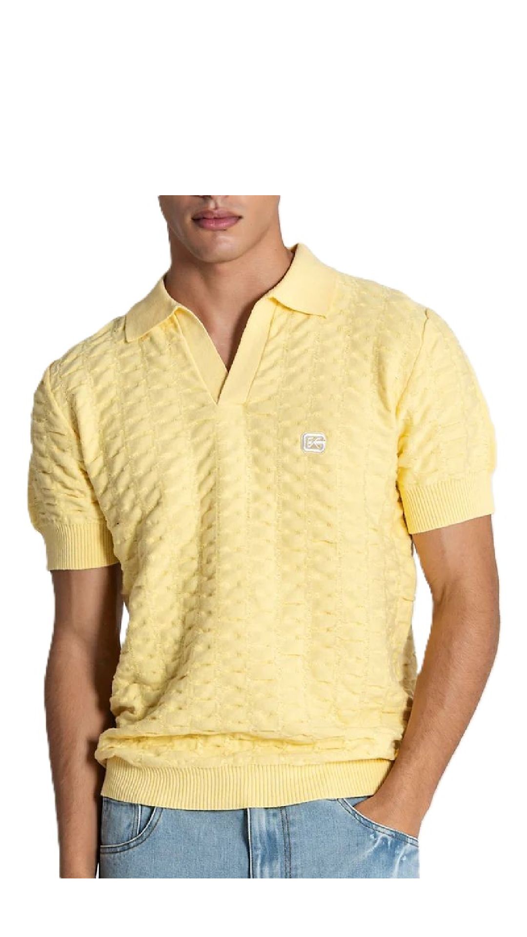 Polo regular de algodón con cenefa intarsia