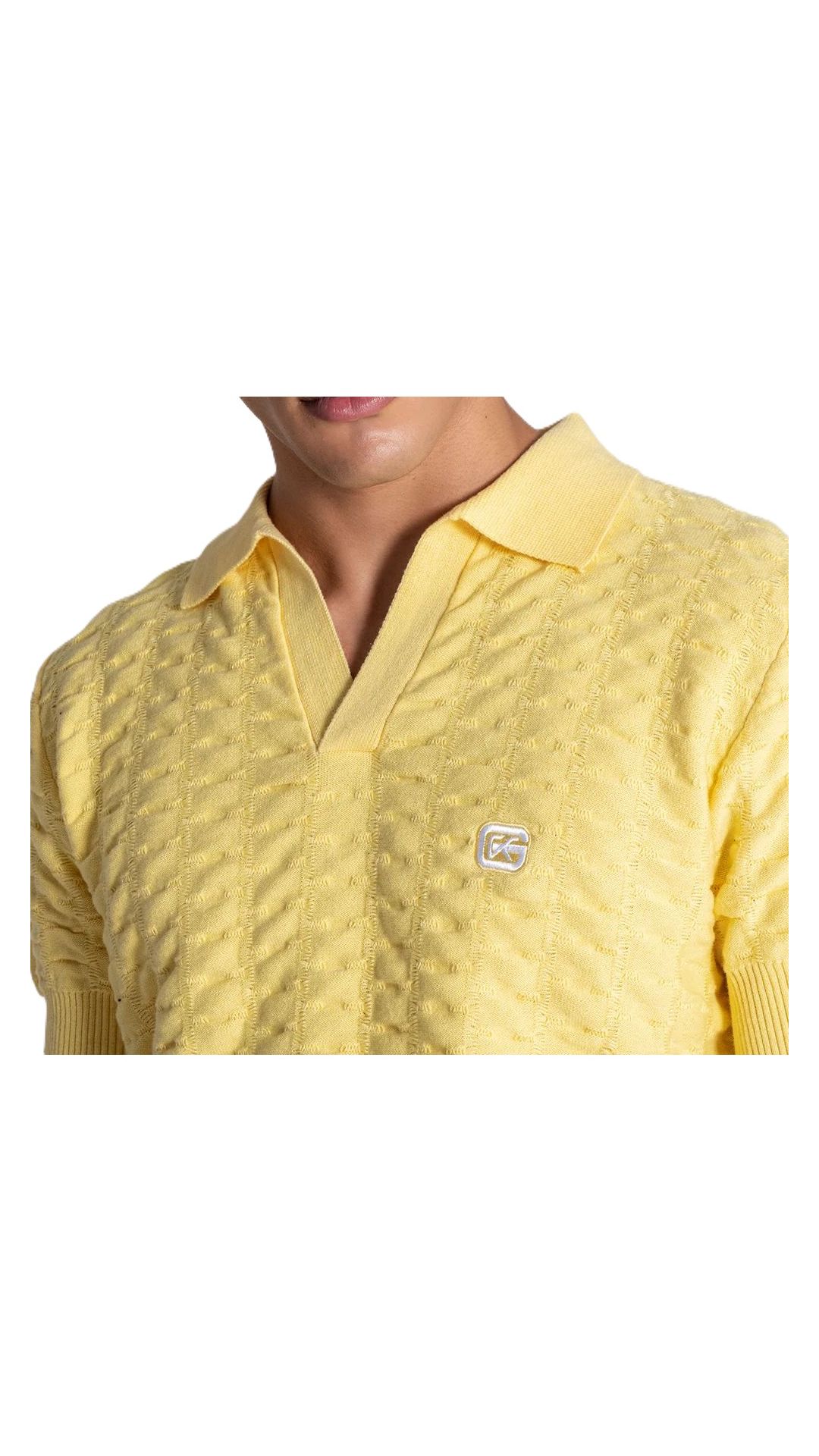 Polo regular de algodón con cenefa intarsia