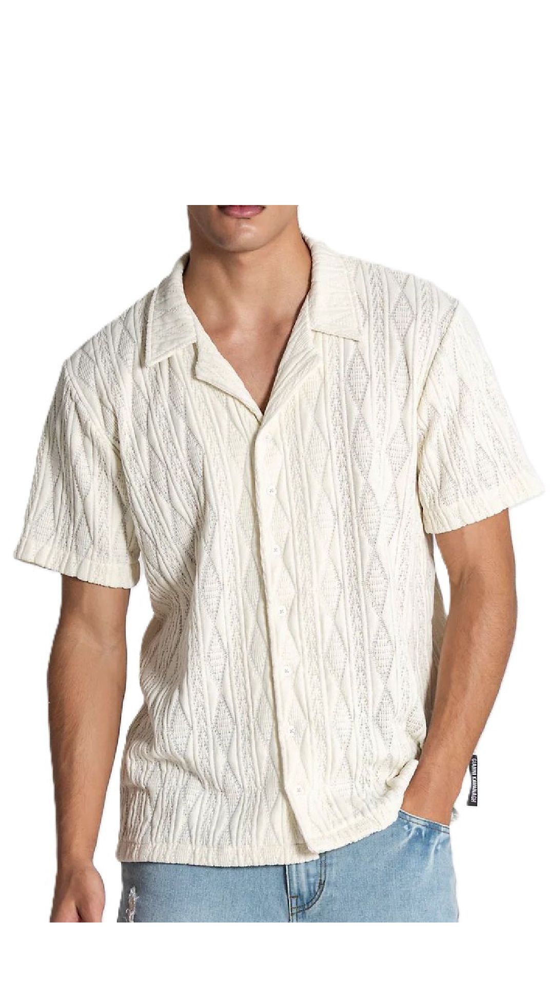 Camisa amplia de tejido con cenefas intarsia