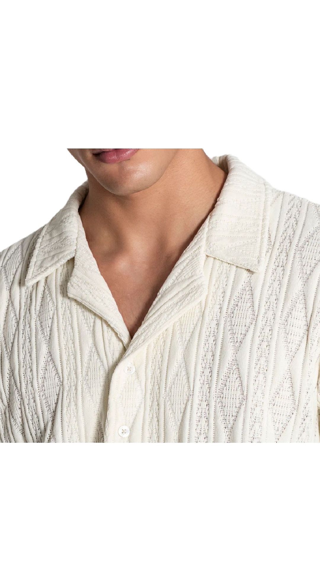 Camisa amplia de tejido con cenefas intarsia