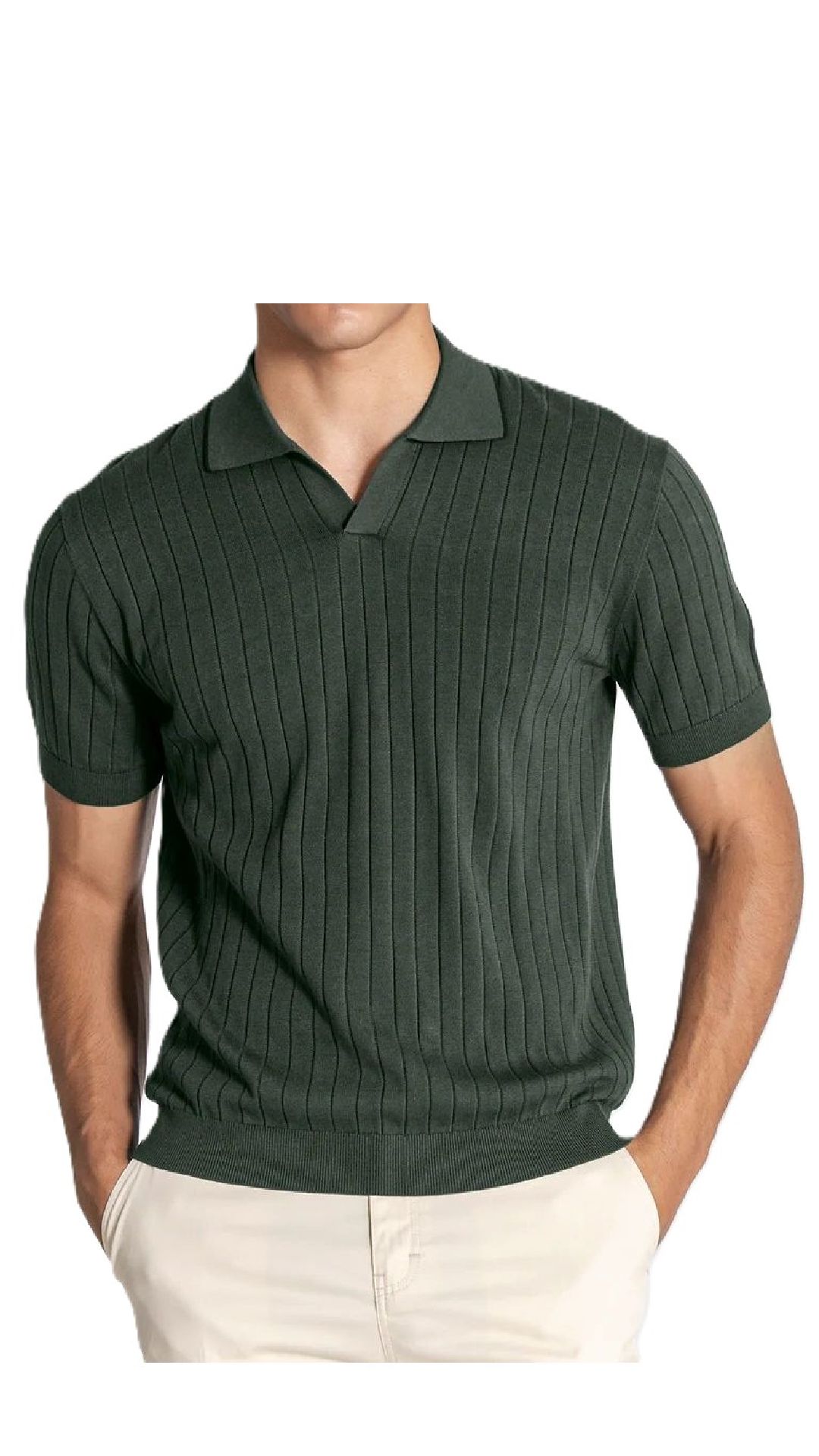 Polo ajustado de canalé grueso
