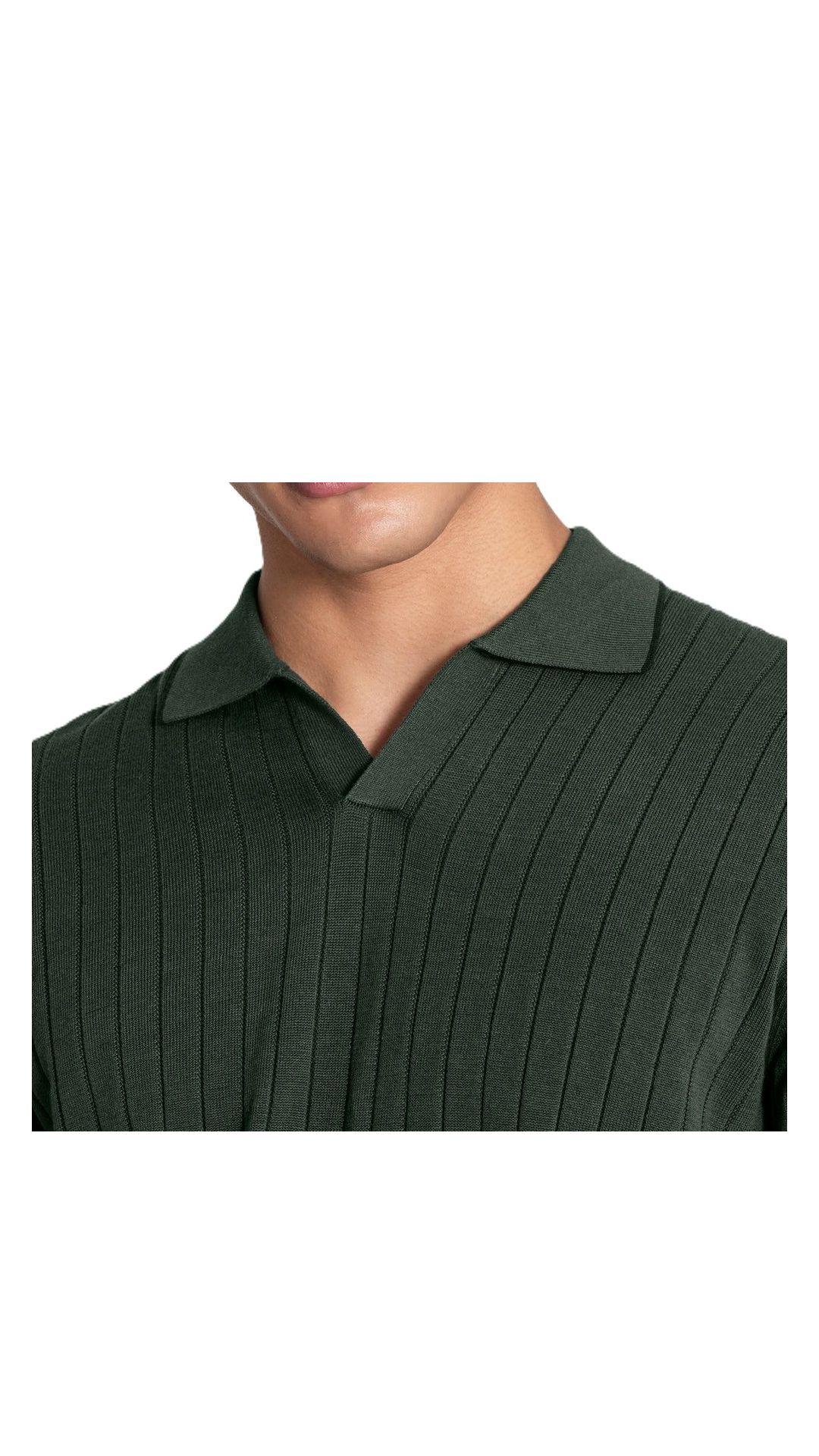 Polo ajustado de canalé grueso